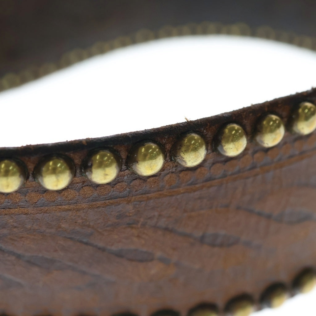 RRL(ダブルアールエル) スタッズ ロープ柄 レザー ベルト ブラウン