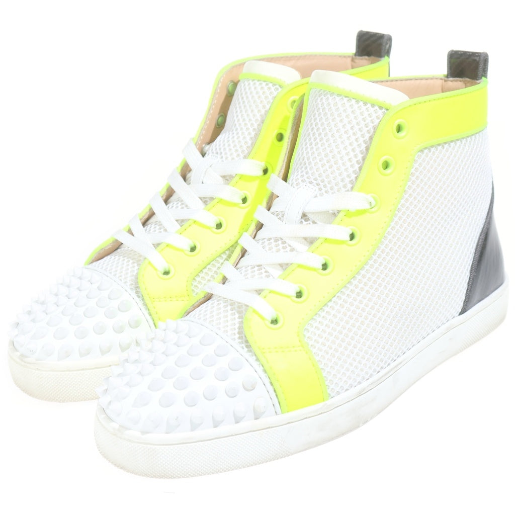 CHRISTIAN LOUBOUTIN(クリスチャンルブタン) ルゥスパイクス メッシュ ハイカットスニーカー ホワイト/イエロー