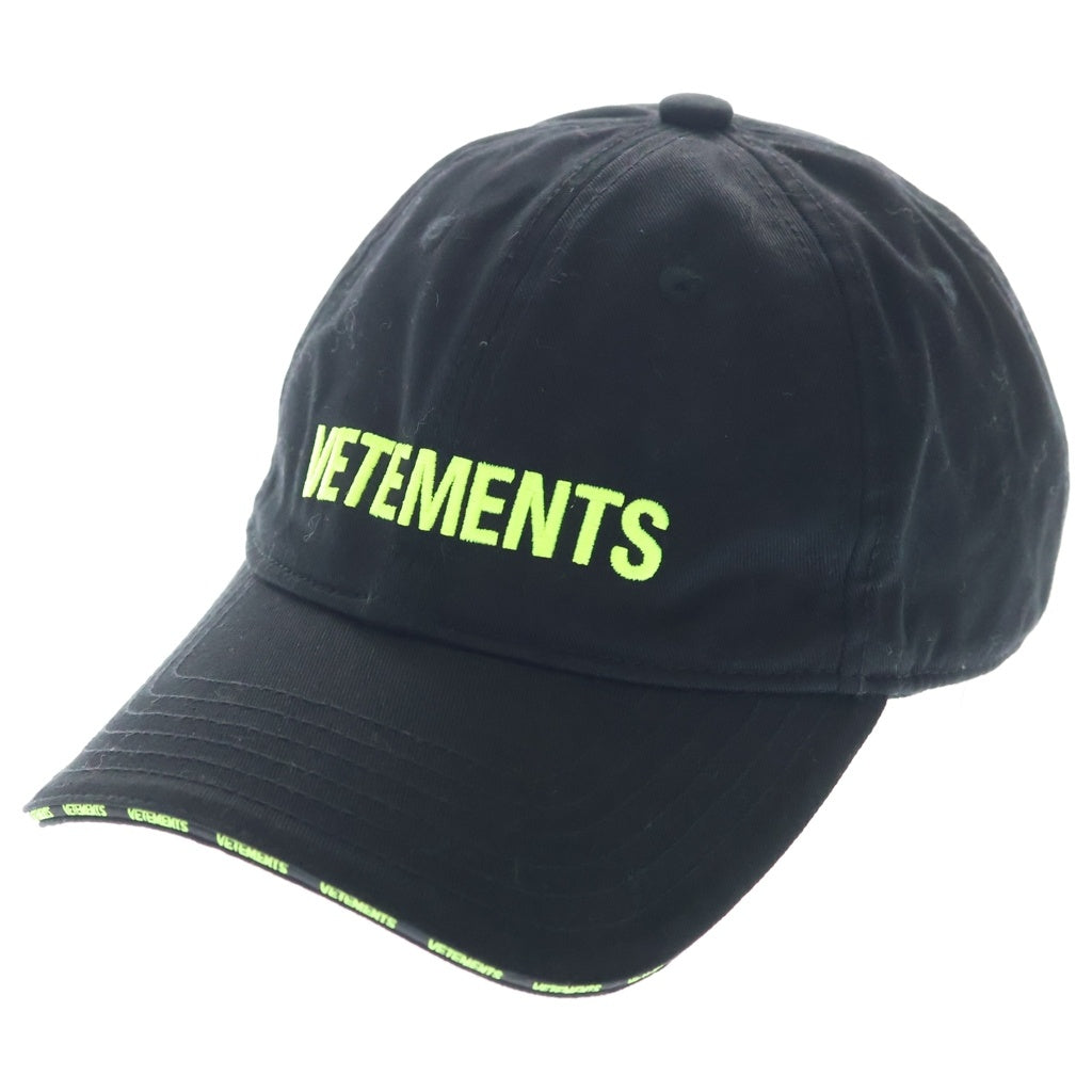 VETEMENTS(ヴェトモン) 22SS Iconic Logo Cap アイコニックロゴ 刺繍 ベースボールキャップ 帽子 ブラック UE52CA100X