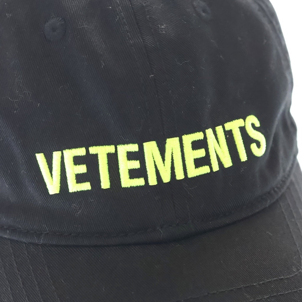 VETEMENTS(ヴェトモン) 22SS Iconic Logo Cap アイコニックロゴ 刺繍 ベースボールキャップ 帽子 ブラック UE52CA100X