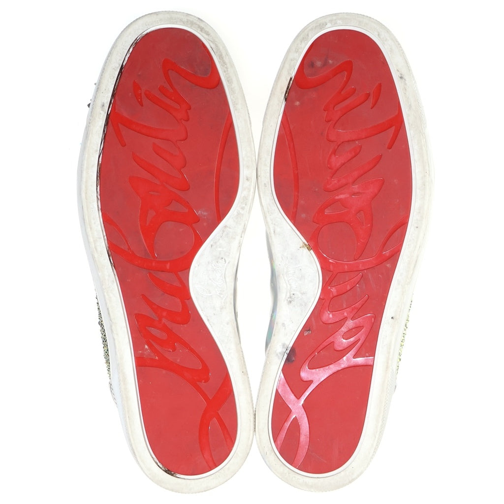 CHRISTIAN LOUBOUTIN(クリスチャンルブタン) ルゥスパイクス ラメ入り グリッター スタッズ レザーハイカットスニーカー シルバー