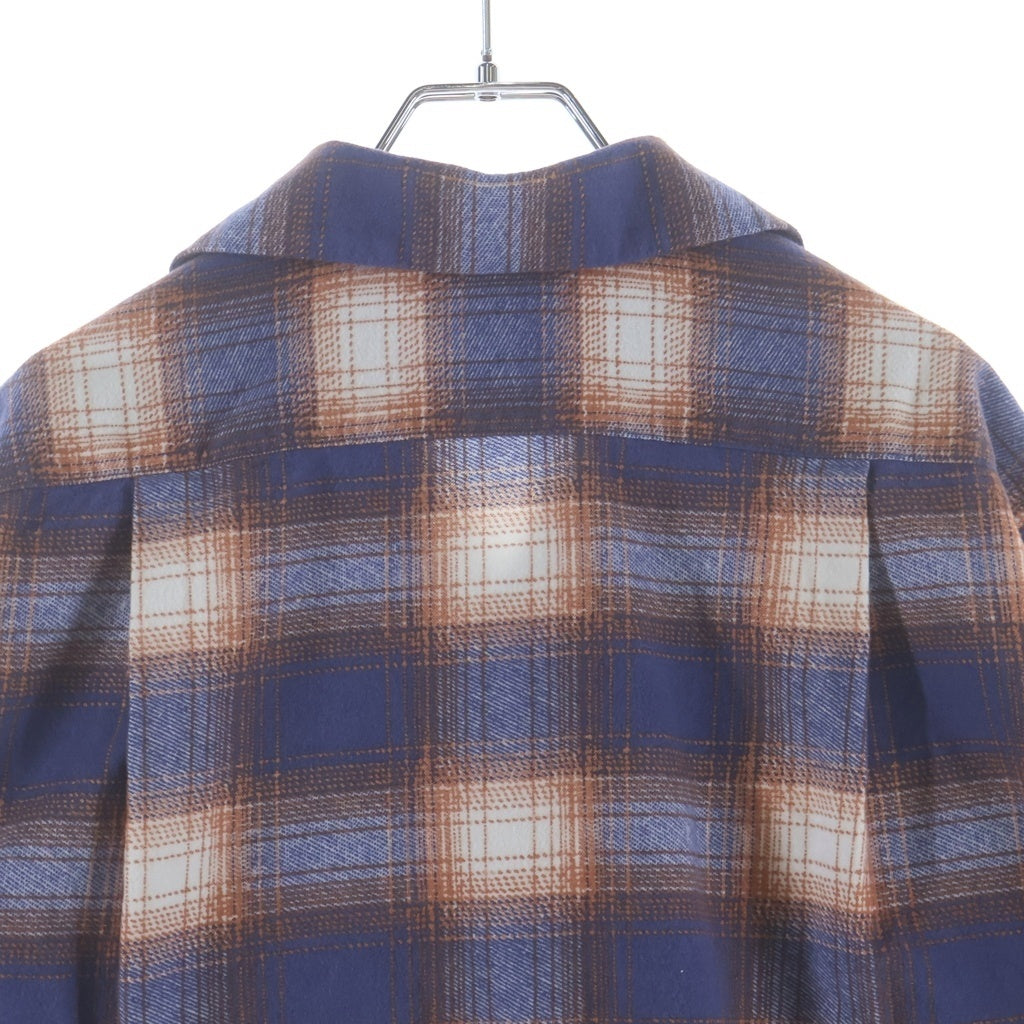 SUBCULTURE(サブカルチャー) ×BerBerJin COTTON CHECKSHIRT ベルベルジン コットン チェック オープンカラー 長袖シャツ オレンジ/ブルー SCTP-CLB02