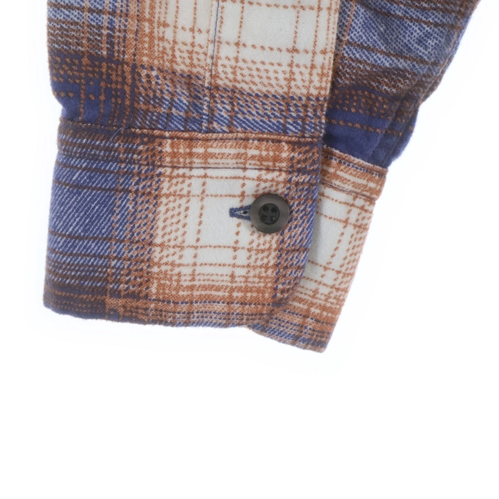 SUBCULTURE(サブカルチャー) ×BerBerJin COTTON CHECKSHIRT ベルベルジン コットン チェック オープンカラー 長袖シャツ オレンジ/ブルー SCTP-CLB02