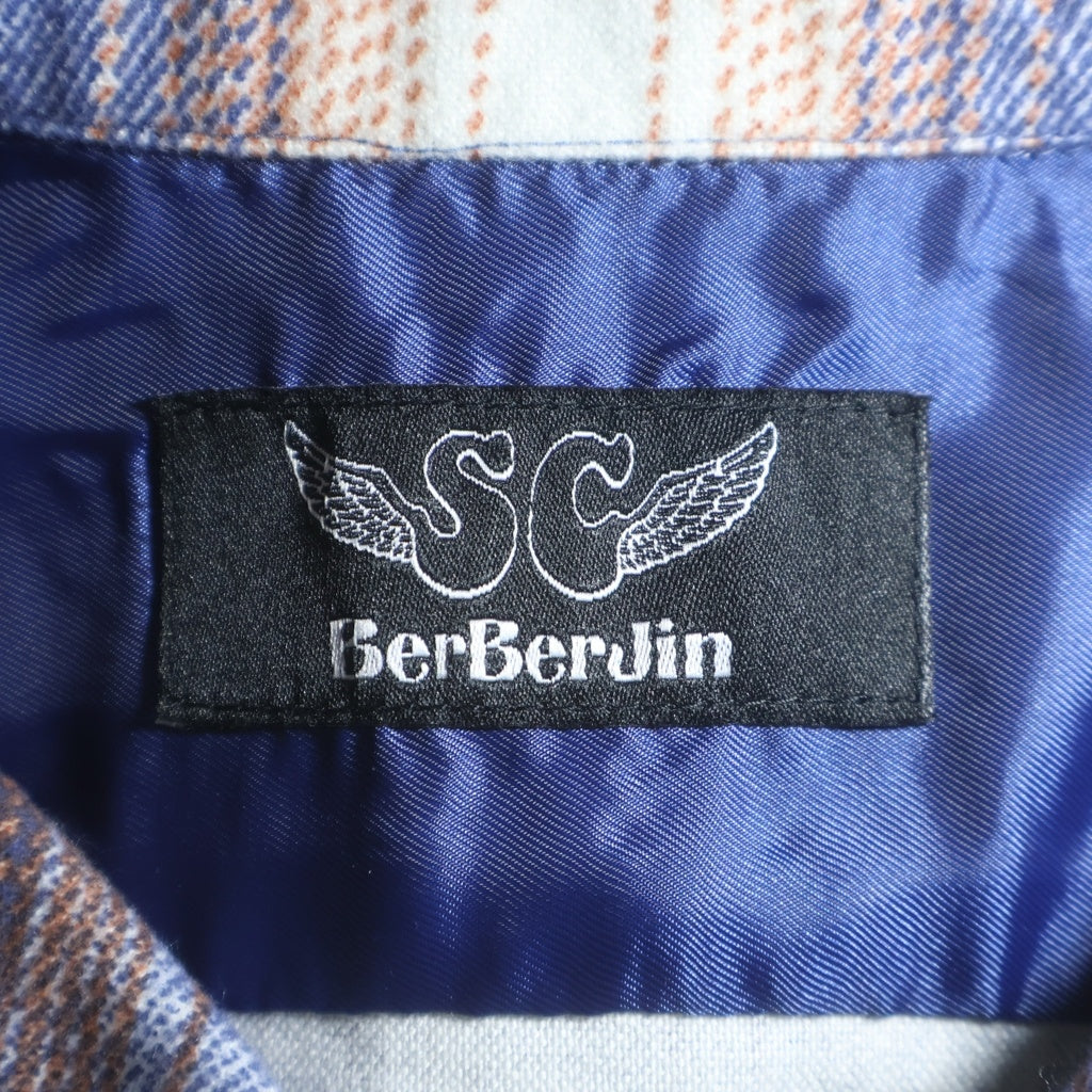 SUBCULTURE(サブカルチャー) ×BerBerJin COTTON CHECKSHIRT ベルベルジン コットン チェック オープンカラー 長袖シャツ オレンジ/ブルー SCTP-CLB02