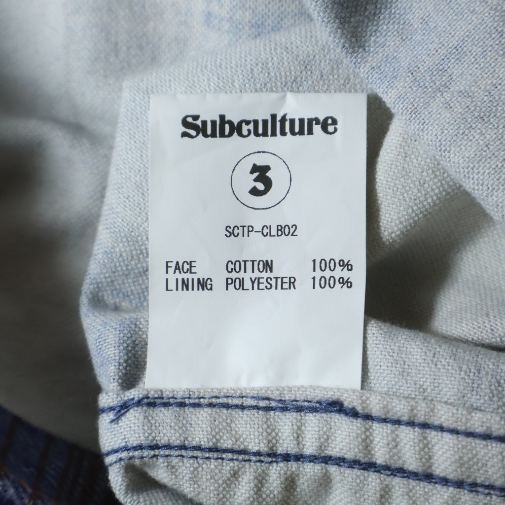 SUBCULTURE(サブカルチャー) ×BerBerJin COTTON CHECKSHIRT ベルベルジン コットン チェック オープンカラー 長袖シャツ オレンジ/ブルー SCTP-CLB02