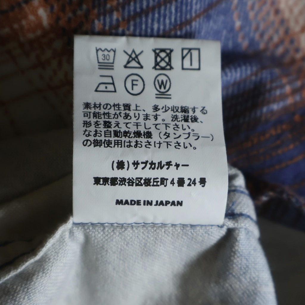 SUBCULTURE(サブカルチャー) ×BerBerJin COTTON CHECKSHIRT ベルベルジン コットン チェック オープンカラー 長袖シャツ オレンジ/ブルー SCTP-CLB02