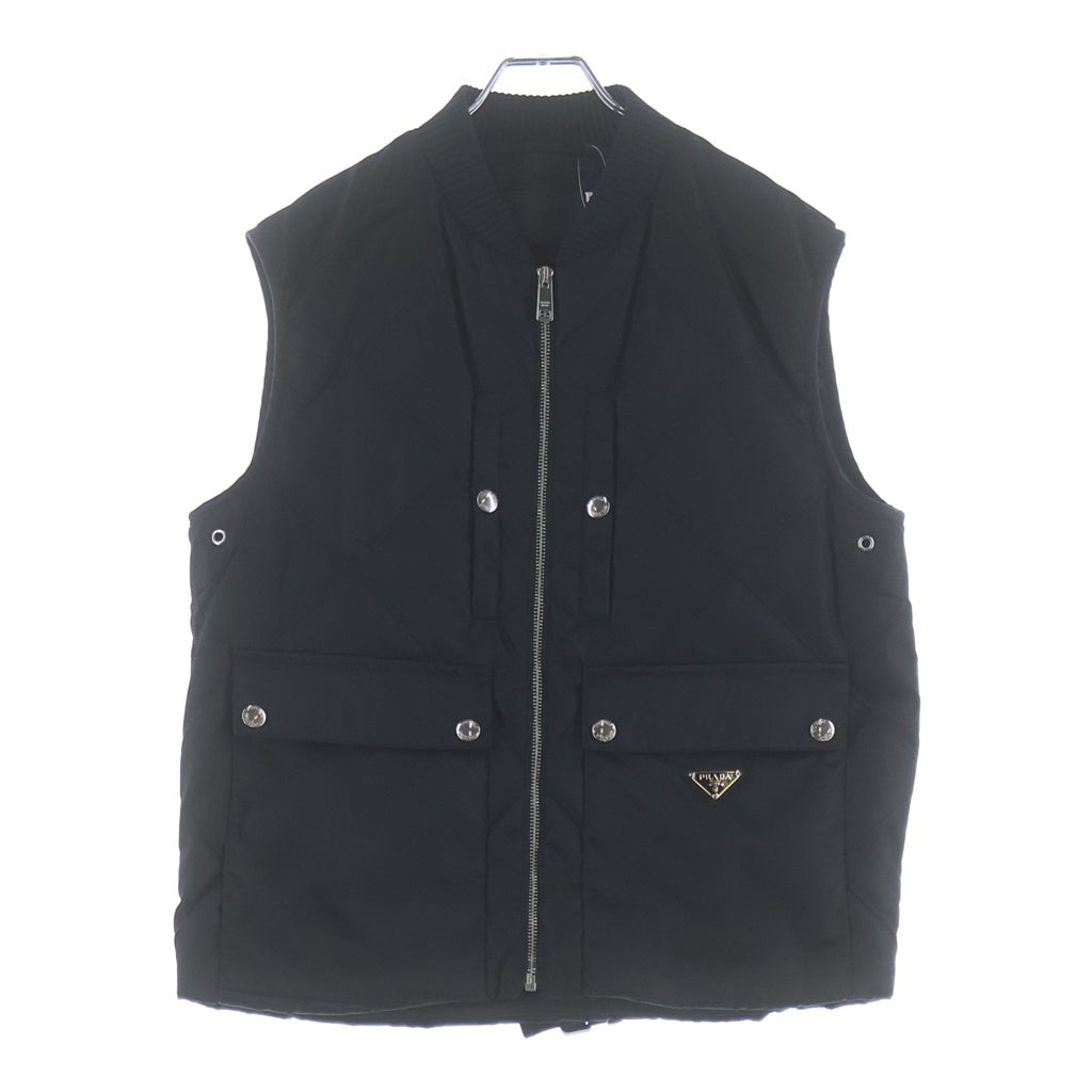 PRADA(プラダ) 19AW トライアングルロゴプレート ジップアップ ナイロン キルティングベスト ブラック SGB315