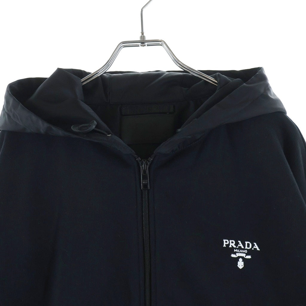 PRADA(プラダ) 21AW ロゴプリント ジップアップ スウェットパーカー ブラック UJL186