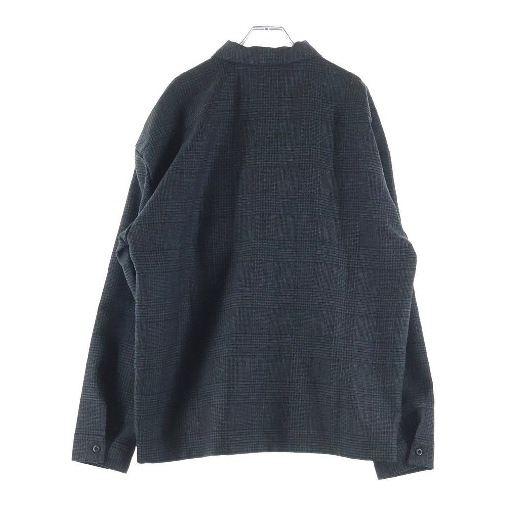PRADA(プラダ) 23SS グレンチェックウール ジップ 長袖シャツ ブラック SC540 S211