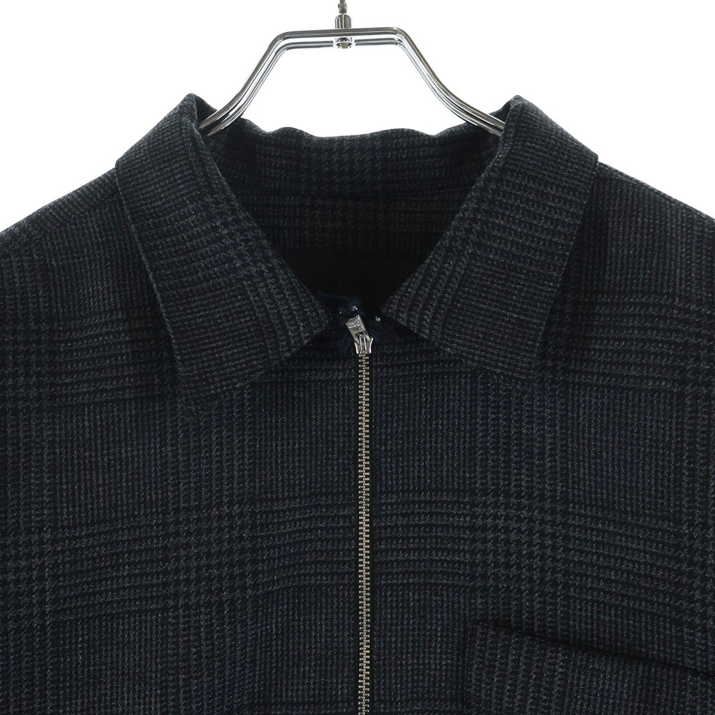 PRADA(プラダ) 23SS グレンチェックウール ジップ 長袖シャツ ブラック SC540 S211