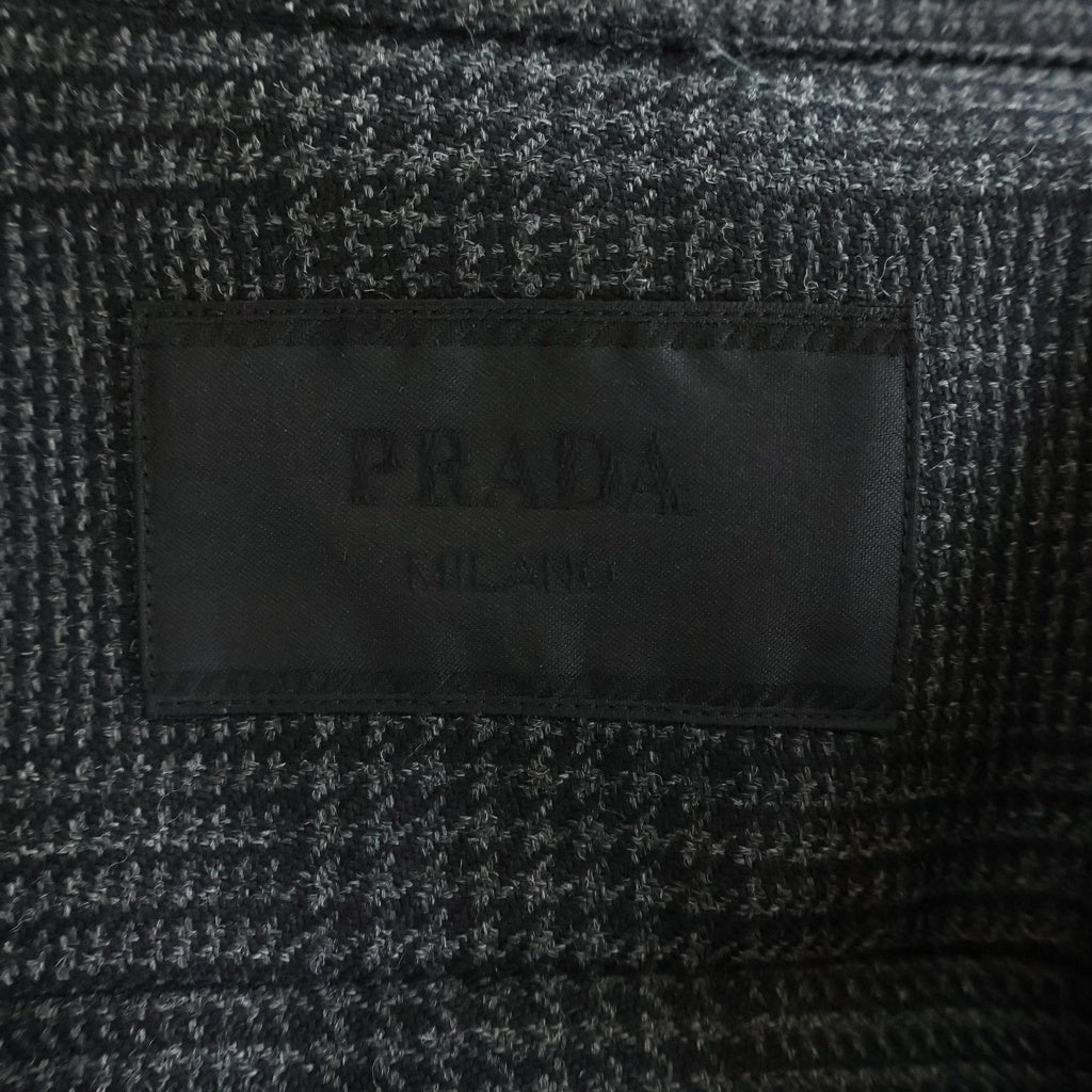 PRADA(プラダ) 23SS グレンチェックウール ジップ 長袖シャツ ブラック SC540 S211