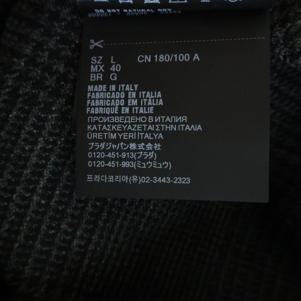 PRADA(プラダ) 23SS グレンチェックウール ジップ 長袖シャツ ブラック SC540 S211