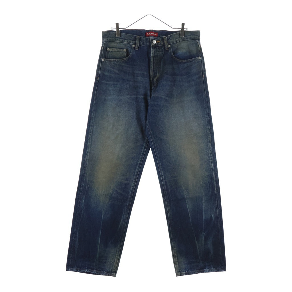 SUPREME(シュプリーム) 25SS Distressed Loose Fit Selvedge Jean ディストレスト ルーズ フィット セルビッジ ジーンズ バック ロゴ スター 加工 デニムパンツ