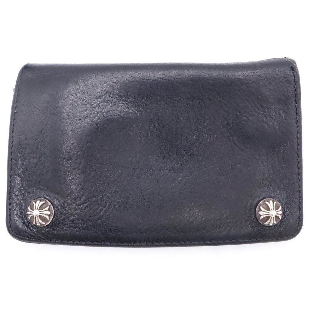 CHROME HEARTS(クロムハーツ) 1ZIP 1ジップ クロスボールボタンレザーウォレット 財布 ブラック BCA363