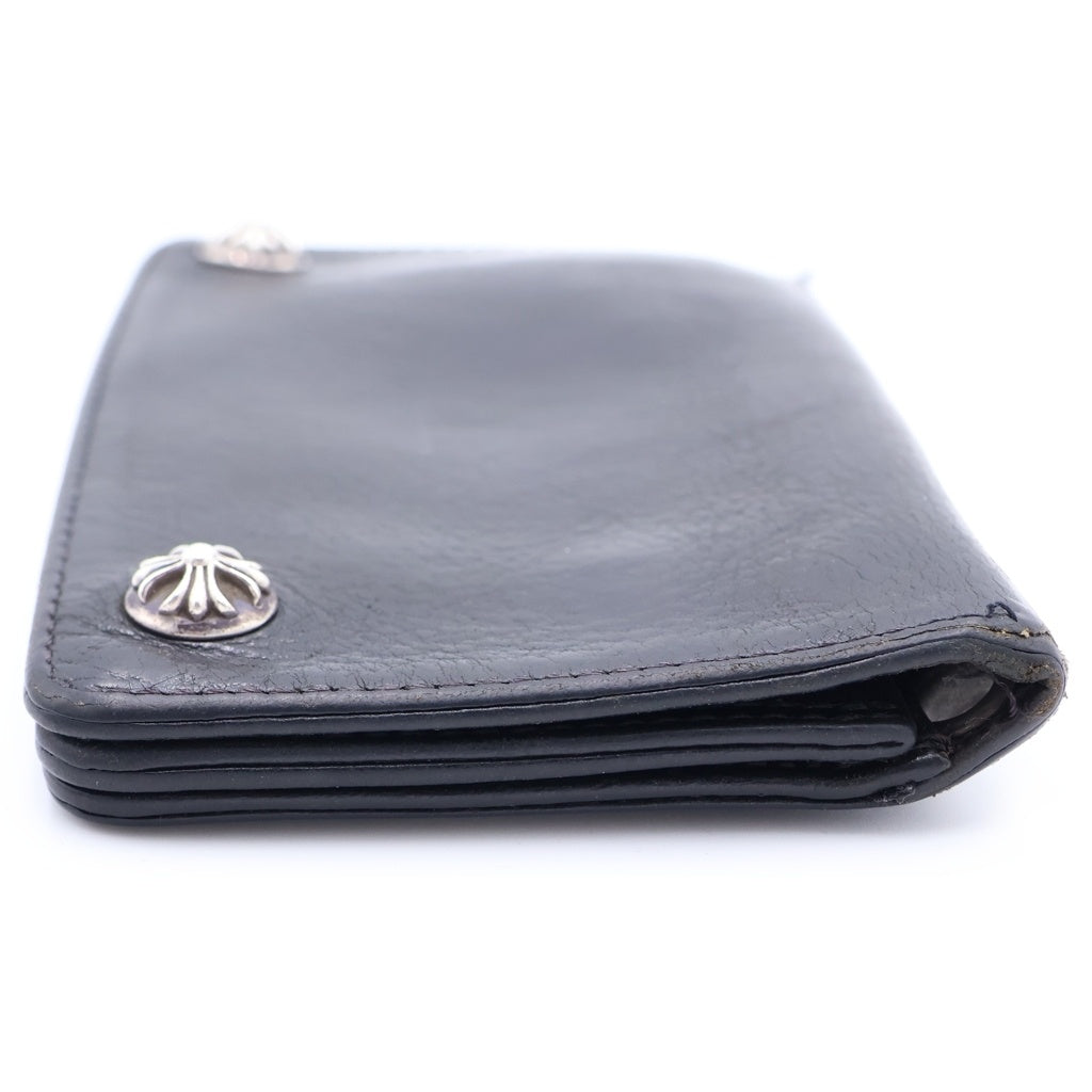 CHROME HEARTS(クロムハーツ) 1ZIP 1ジップ クロスボールボタンレザーウォレット 財布 ブラック BCA363