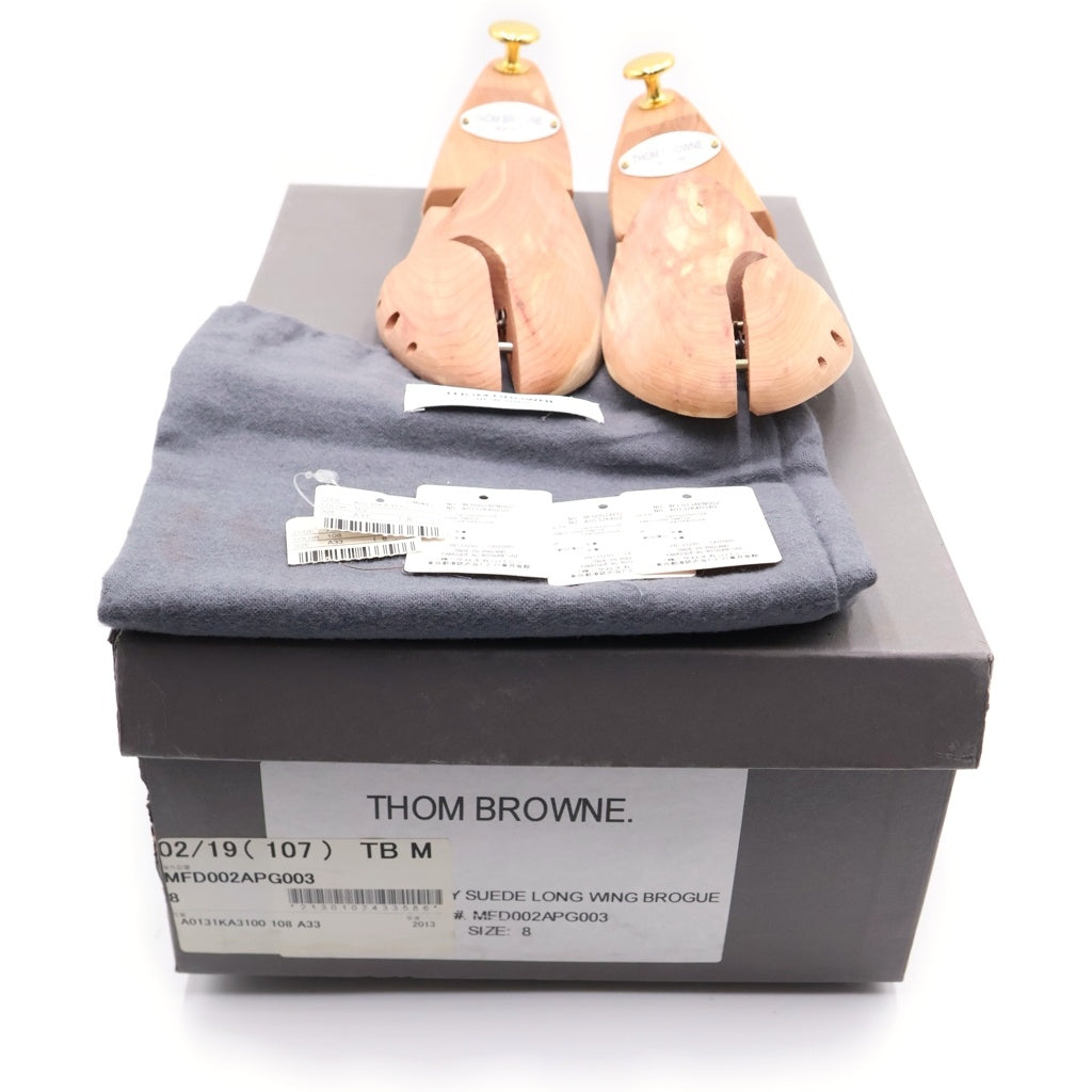 THOM BROWNE(トムブラウン) SUEDE LONG WING BROGUE MFD002APG003 スウェード ロングウィング ブロード ビジネスシューズ グレー/ホワイト