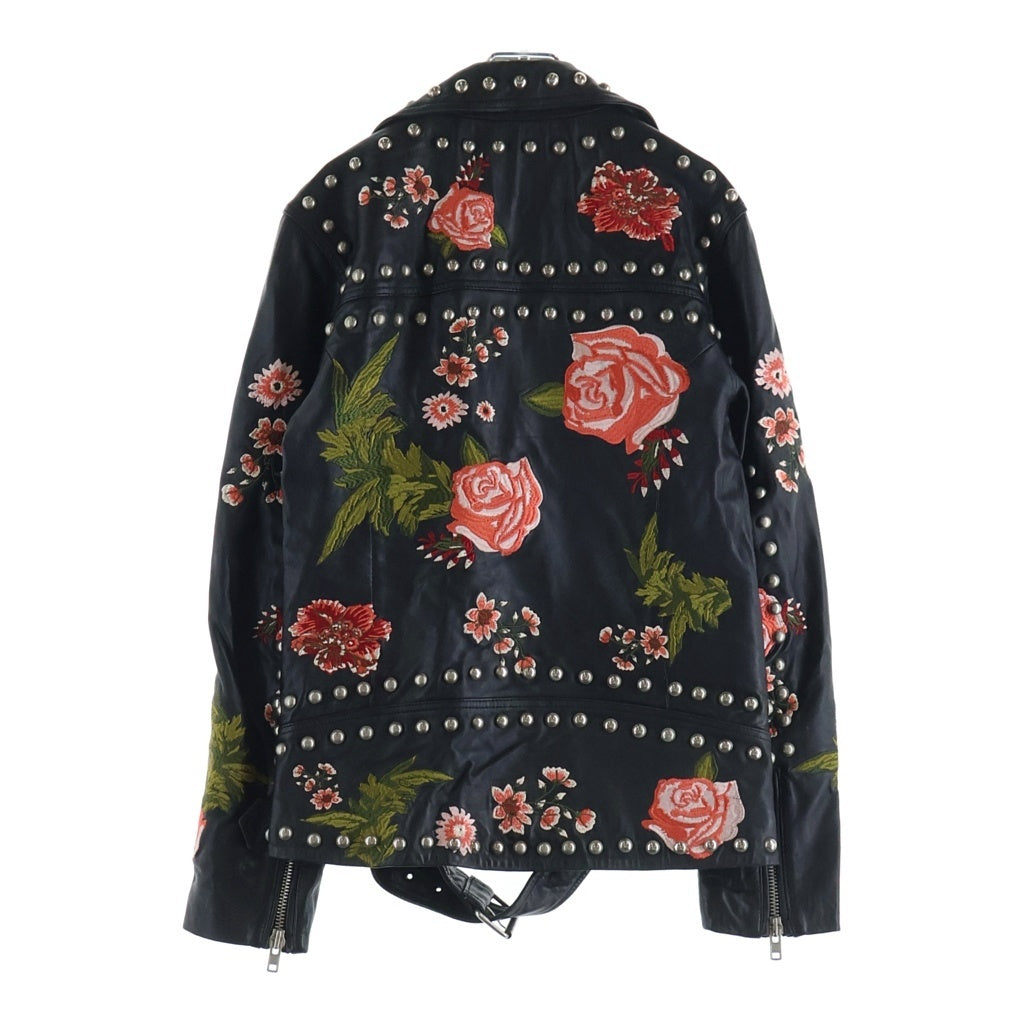NO BRAND(ノーブランド) LPA エルピーエー スタッズ 薔薇 バラ装飾 ダブルレザーライダースジャケット ブラック