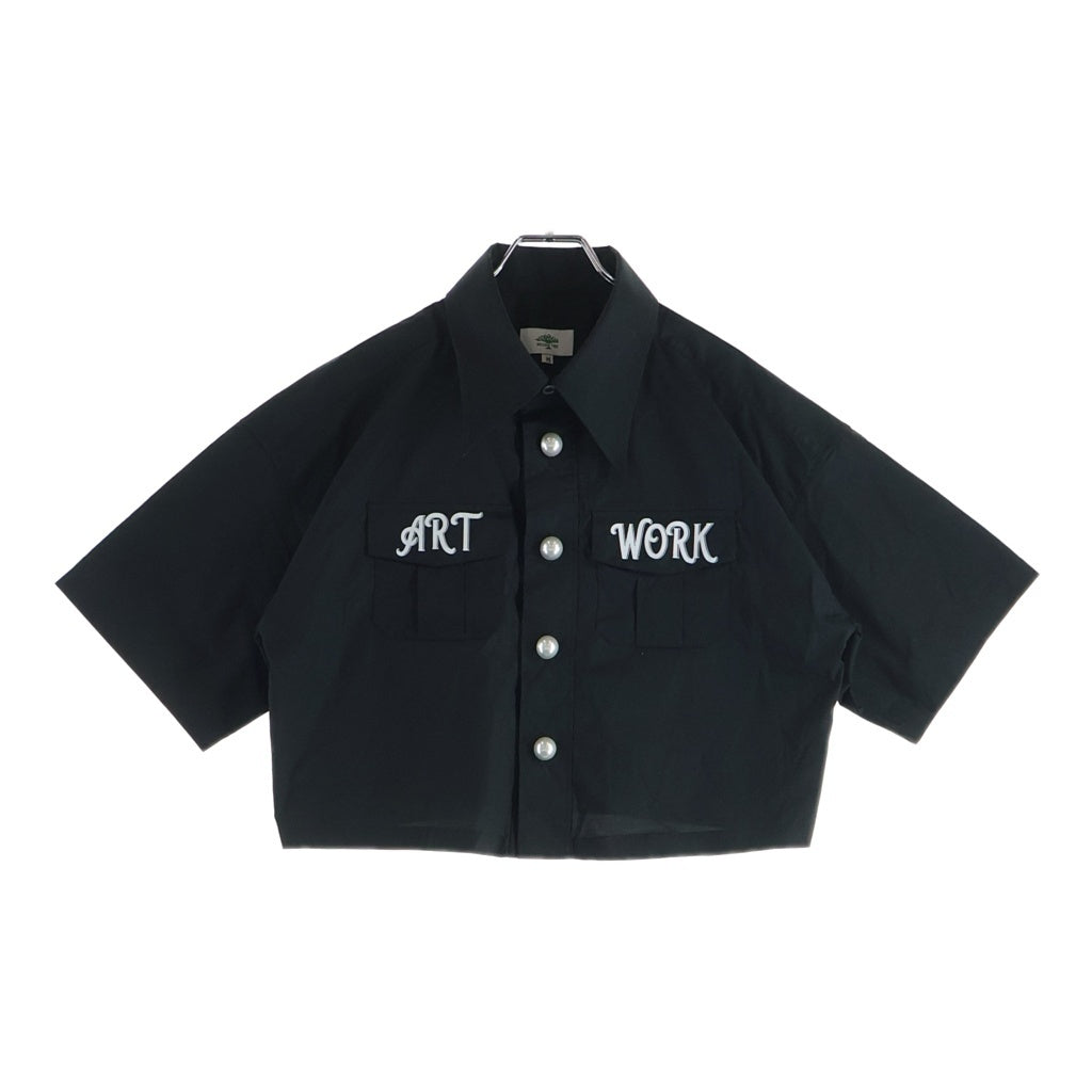 BECOME TREE クロップド　ショートスリーブシャツ BECOME TREE(ビカムツリー) RT WORK クロップド 半袖シャツ ブラック