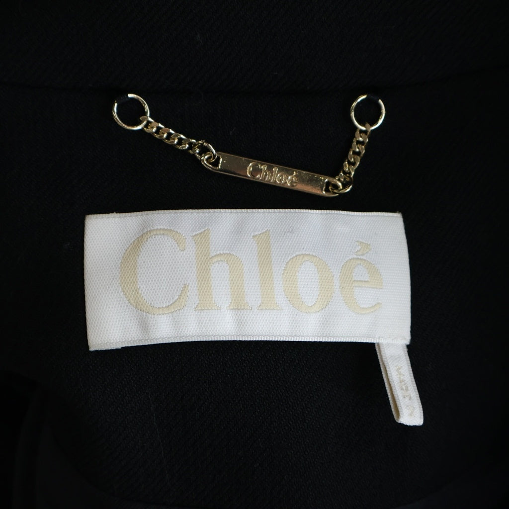 Chloe(クロエ) Cashmere Frill Coat カシミア ショルダーフリル ロングコート レディース ブラック CHC22WMA2116000138
