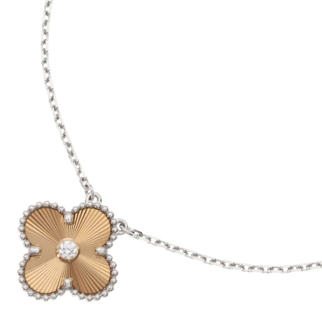 Van Cleef & Arpels(ヴァンクリーフアンドアーペル) (Van Cleef & Arpels) ヴァンクリーフ&アーペル K18WG ヴィンテージアルハンブラ ギヨシェ ネックレス シルバー/オレンジ VCARPNTH00 レディース