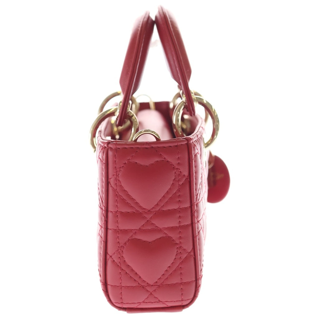Christian Dior(クリスチャンディオール) Lady D-Joy レディ ディージョイ カナージュ ラムスキン レザーハンド ショルダーバッグ レッド S0910ONGE レディース
