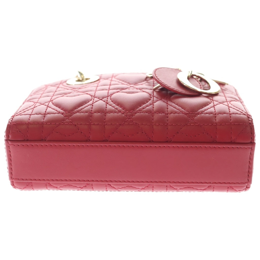 Christian Dior(クリスチャンディオール) Lady D-Joy レディ ディージョイ カナージュ ラムスキン レザーハンド ショルダーバッグ レッド S0910ONGE レディース