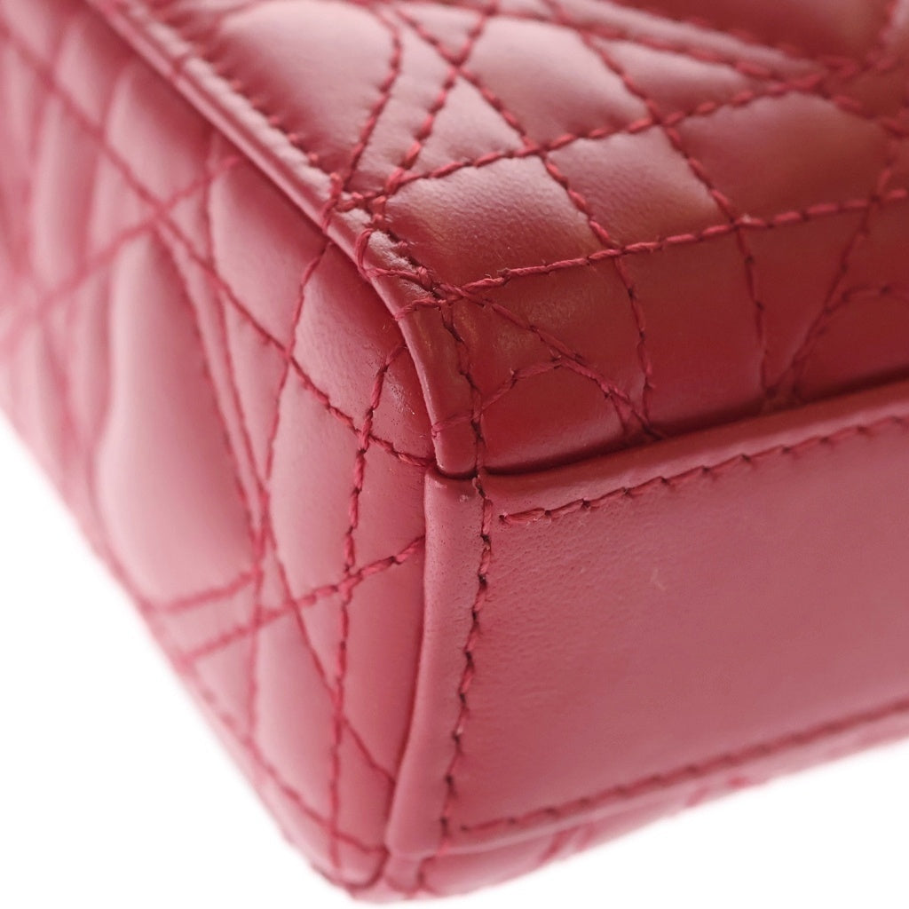 Christian Dior(クリスチャンディオール) Lady D-Joy レディ ディージョイ カナージュ ラムスキン レザーハンド ショルダーバッグ レッド S0910ONGE レディース