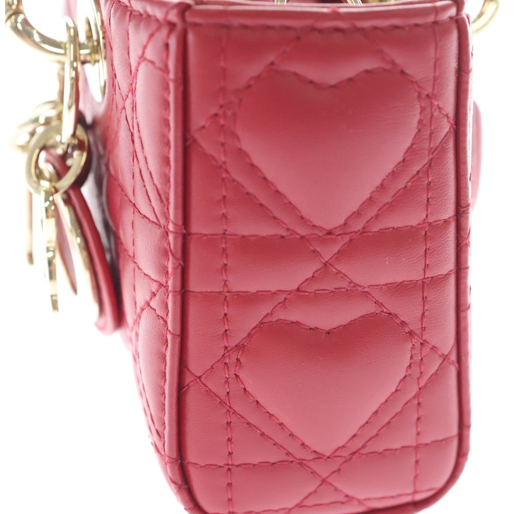 Christian Dior(クリスチャンディオール) Lady D-Joy レディ ディージョイ カナージュ ラムスキン レザーハンド ショルダーバッグ レッド S0910ONGE レディース