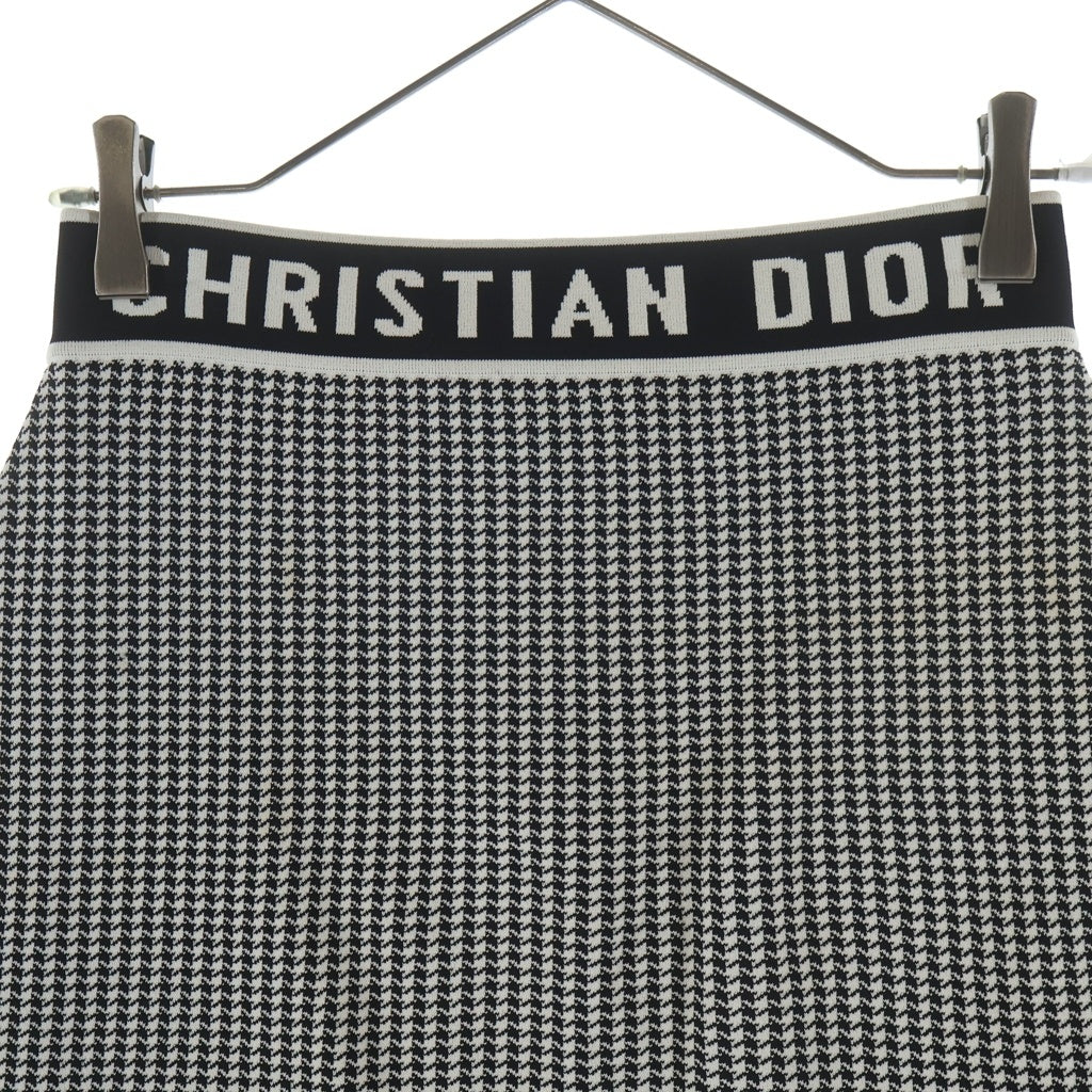 Christian Dior(クリスチャンディオール) ハンドトゥース 千鳥柄 ニットスカート レディース ブラック/ホワイト 424J11AM534