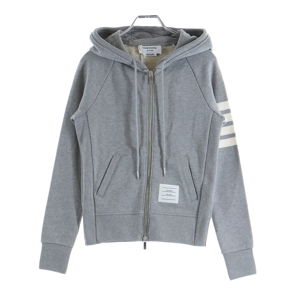THOM BROWNE(トムブラウン) 4Bar Tricolor Zip Parka 4バー トリコロール スウェット ジップパーカー レディース グレー FJT001A-00535055