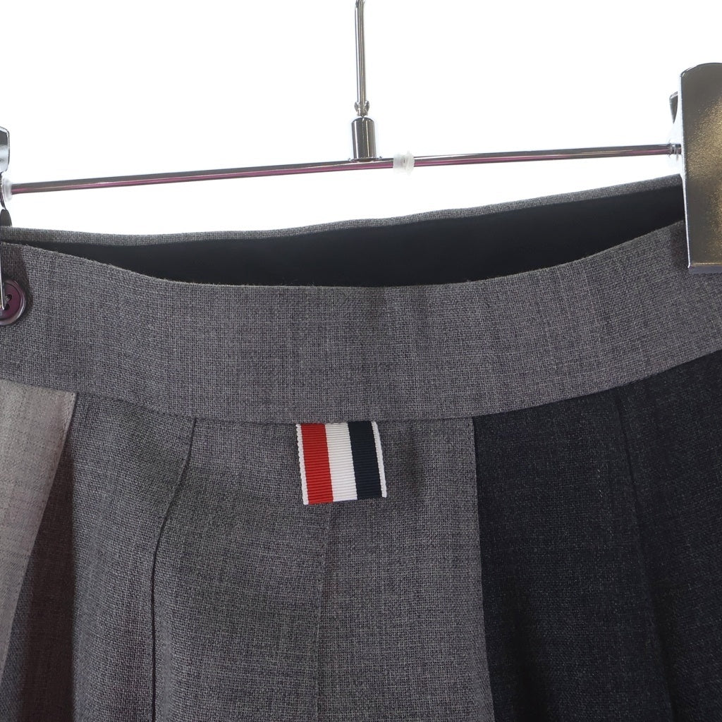 THOM BROWNE(トムブラウン) Fresco Funmix Pleats Skirt フレスコ ファンミックス プリーツスカート レディース グレー FGC789F-00473