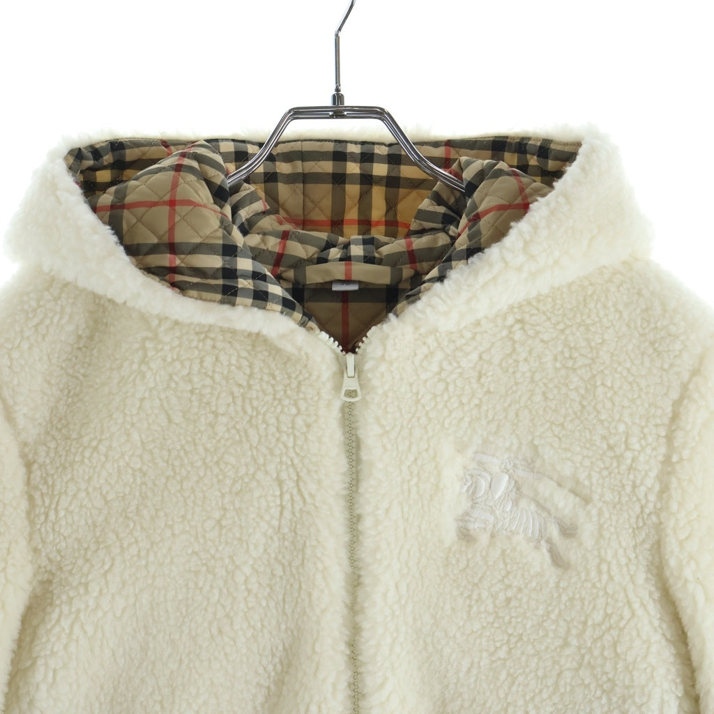 BURBERRY(バーバリー) ボアフリース 裏地チェック フーディー ジップアップパーカー レディース ホワイト 8072060