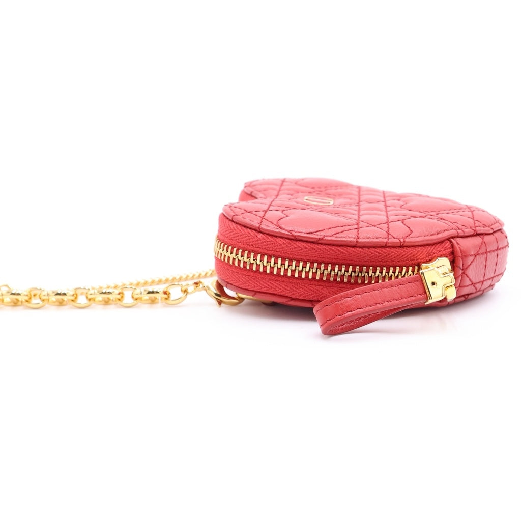 Christian Dior(クリスチャンディオール) カロチェーン ハートカナージュ ショルダーバッグ レッド レディース