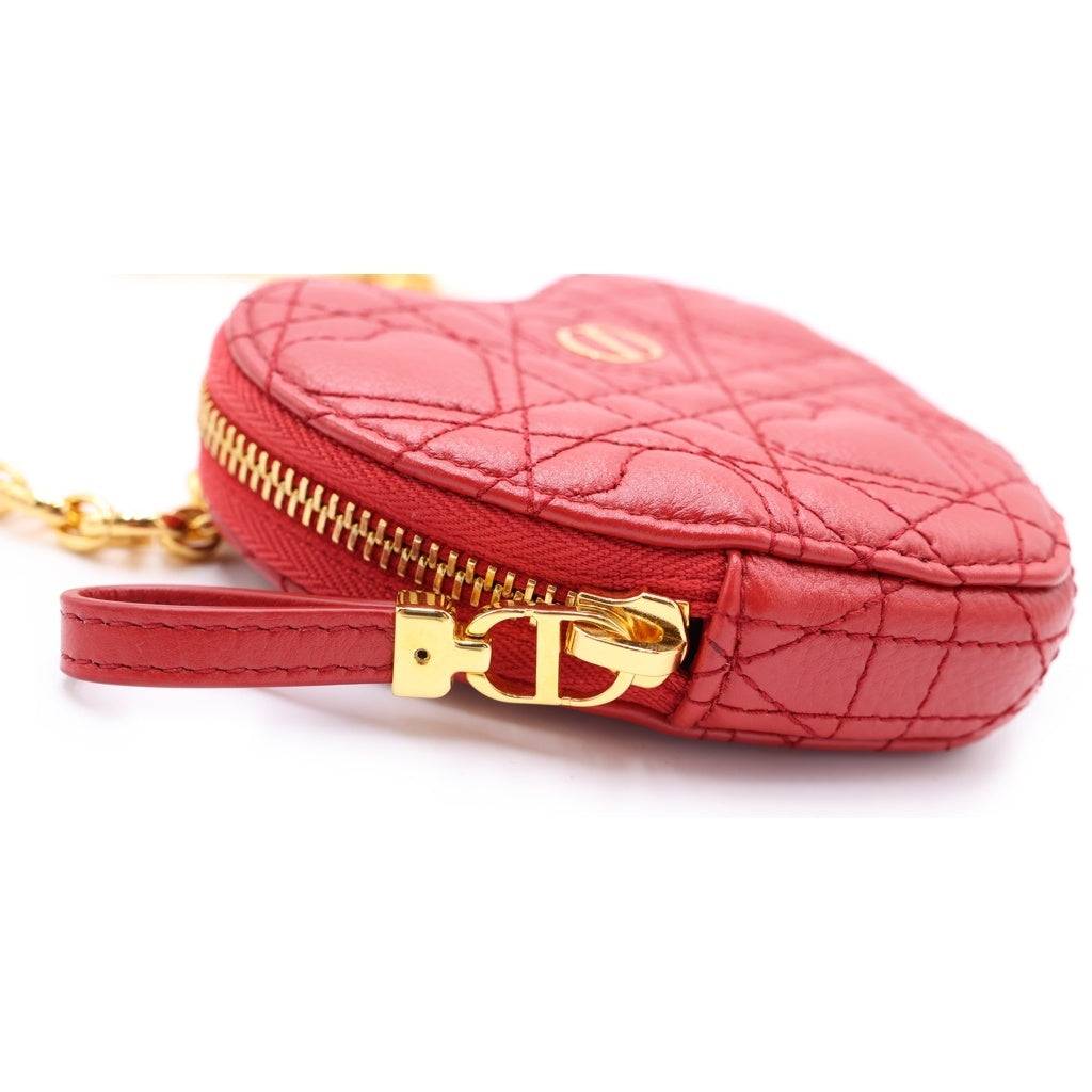 Christian Dior(クリスチャンディオール) カロチェーン ハートカナージュ ショルダーバッグ レッド レディース
