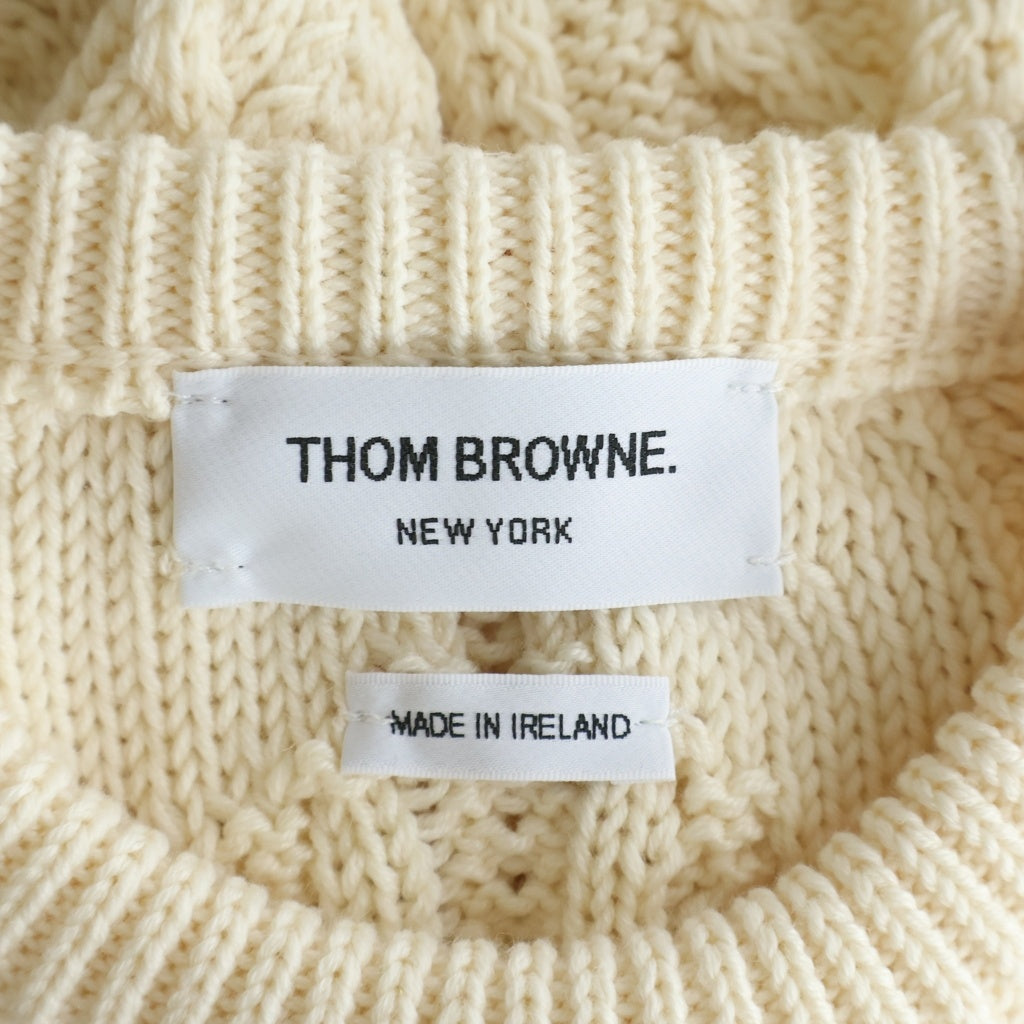 THOM BROWNE(トムブラウン) Tricolor Knit Sweater トリコロール ケーブルニット セーター レディース アイボリー FKA438A-Y1024