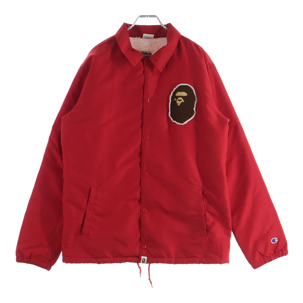 A BATHING APE(アベイシングエイプ) ×Champion Coach Jacket チャンピオン 裏地ボア コーチジャケット レッド