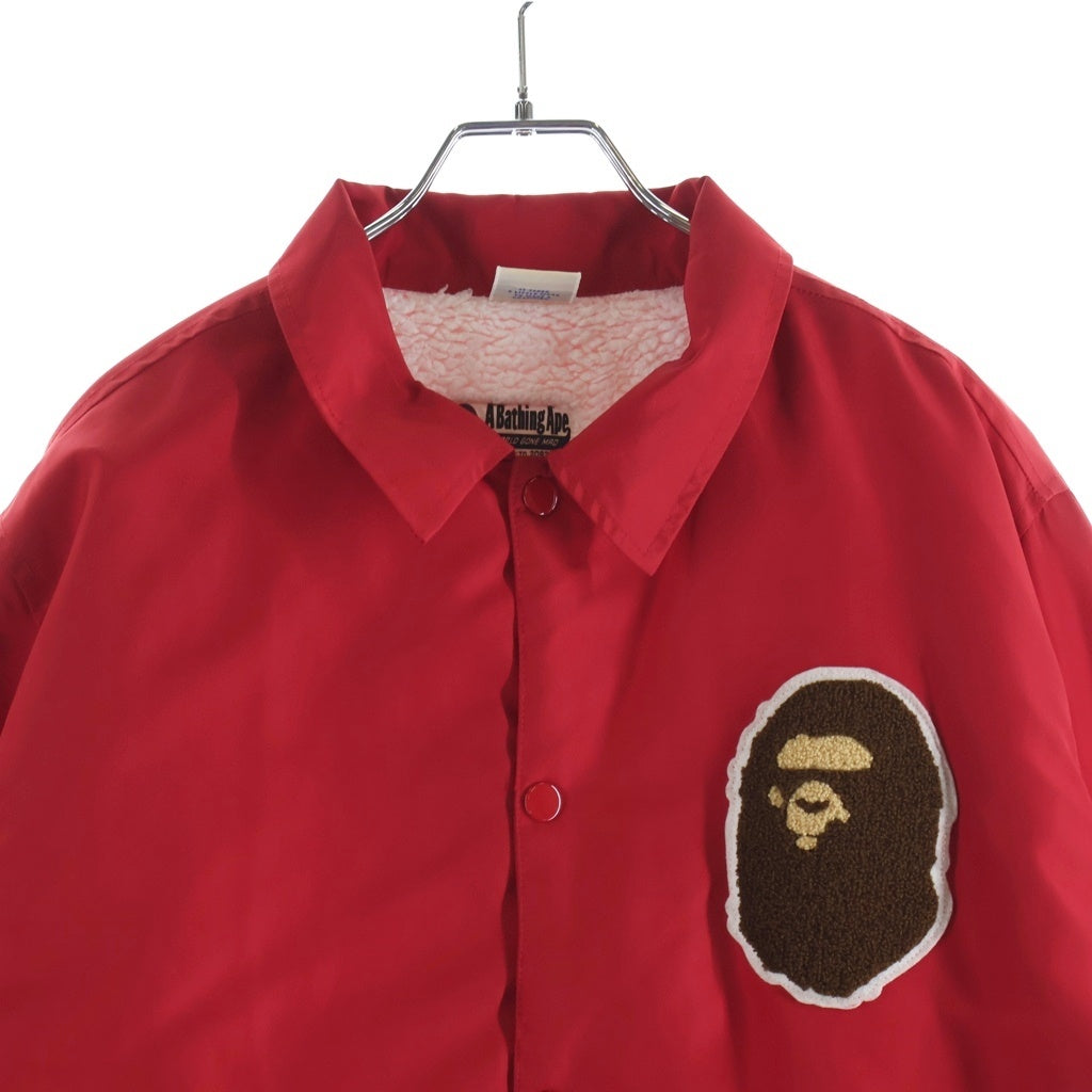 A BATHING APE(アベイシングエイプ) ×Champion Coach Jacket チャンピオン 裏地ボア コーチジャケット レッド