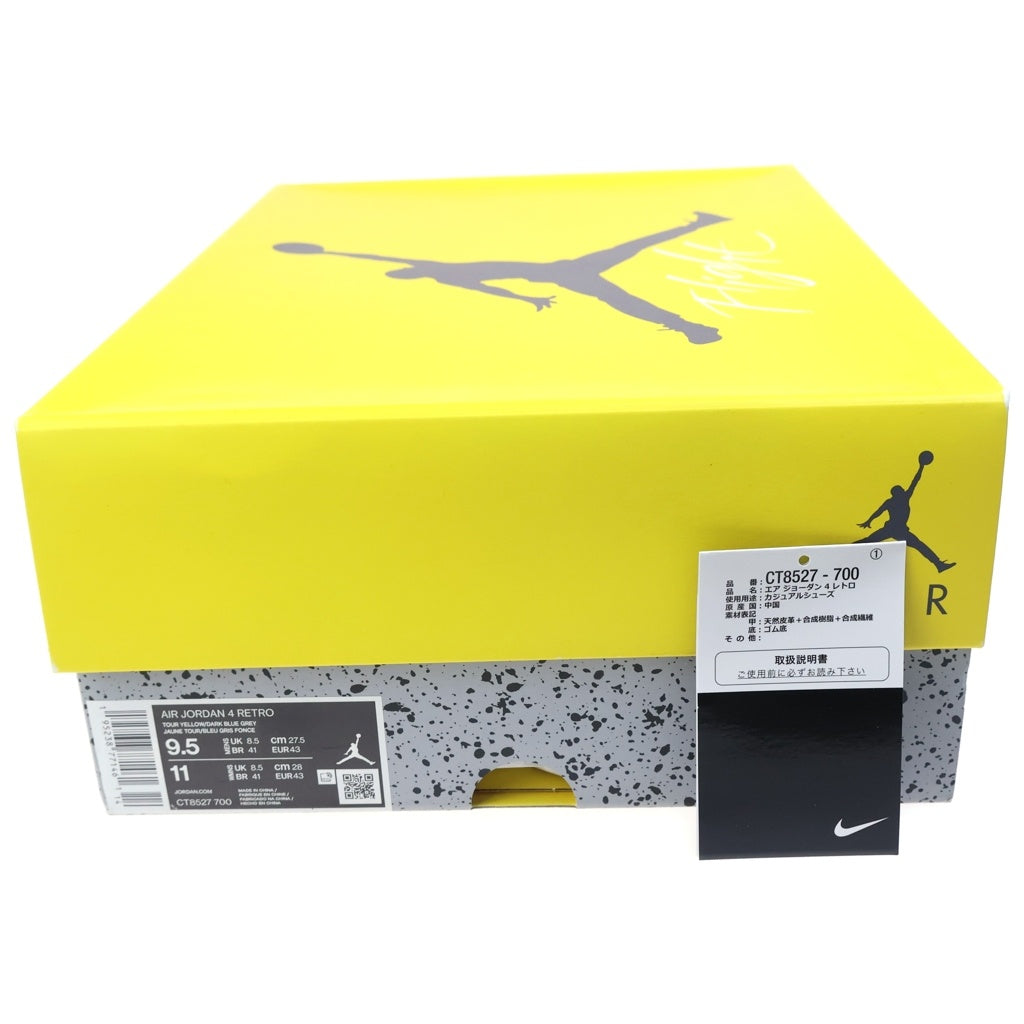 NIKE(ナイキ) AIR JORDAN 4 RETRO TOUR YELLOW CT8527-700 エアジョーダン 4 レトロ ハイカットスニーカー ツアーイエロー US9.5/27.5cm