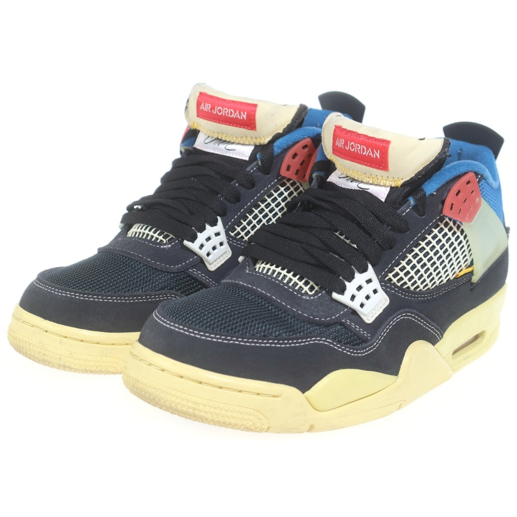 NIKE(ナイキ) ×UNION AIR JORDAN 4 Off Noir ユニオン エアジョーダン4 オフノワール スニーカー ブラック/ブルー US9.5/27.5cm DC9533-001