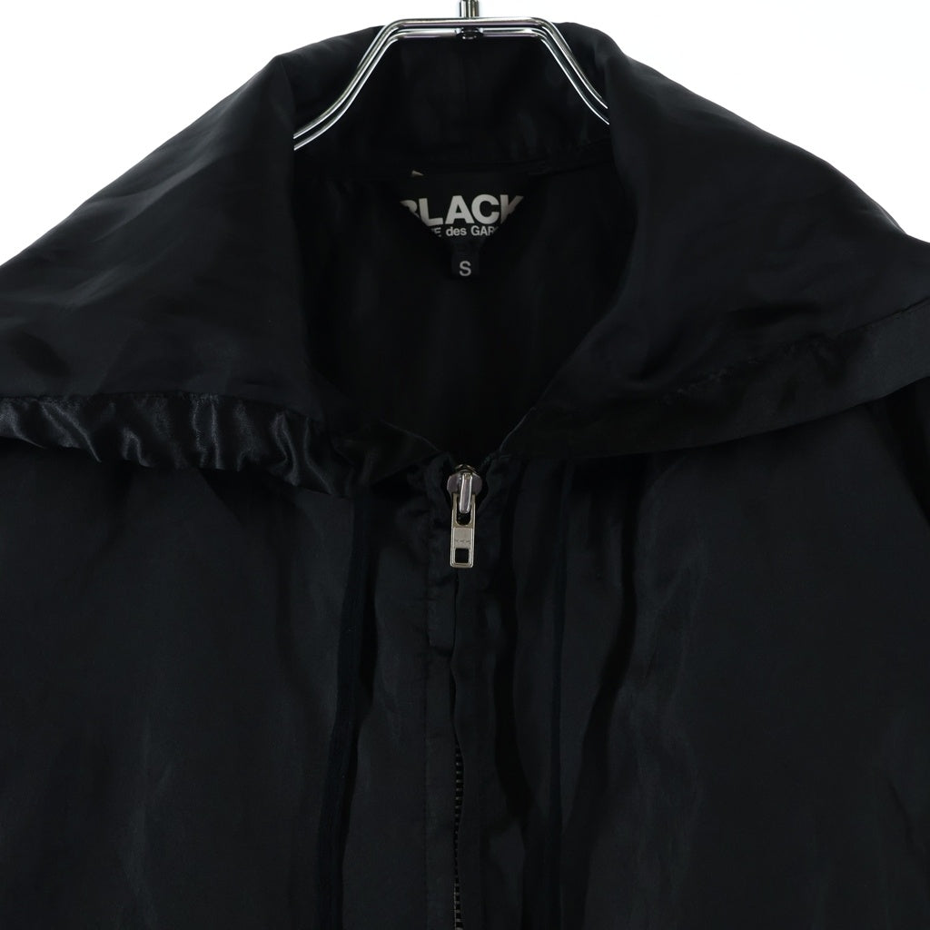 BLACK COMME des GARCONS(ブラックコムデギャルソン) 22AW ジップアップ サテン長袖シャツ ジャケット ブラック 1J-J032
