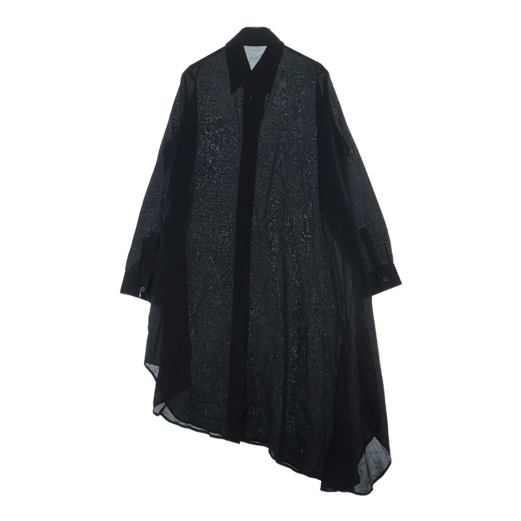 Yohji Yamamoto(ヨウジヤマモト) 24AW SI/C LAWN LONG DRESSES SHIRTS ローン ロング ドレッシー コットンシルク長袖シャツ ブラック FO-D21-023
