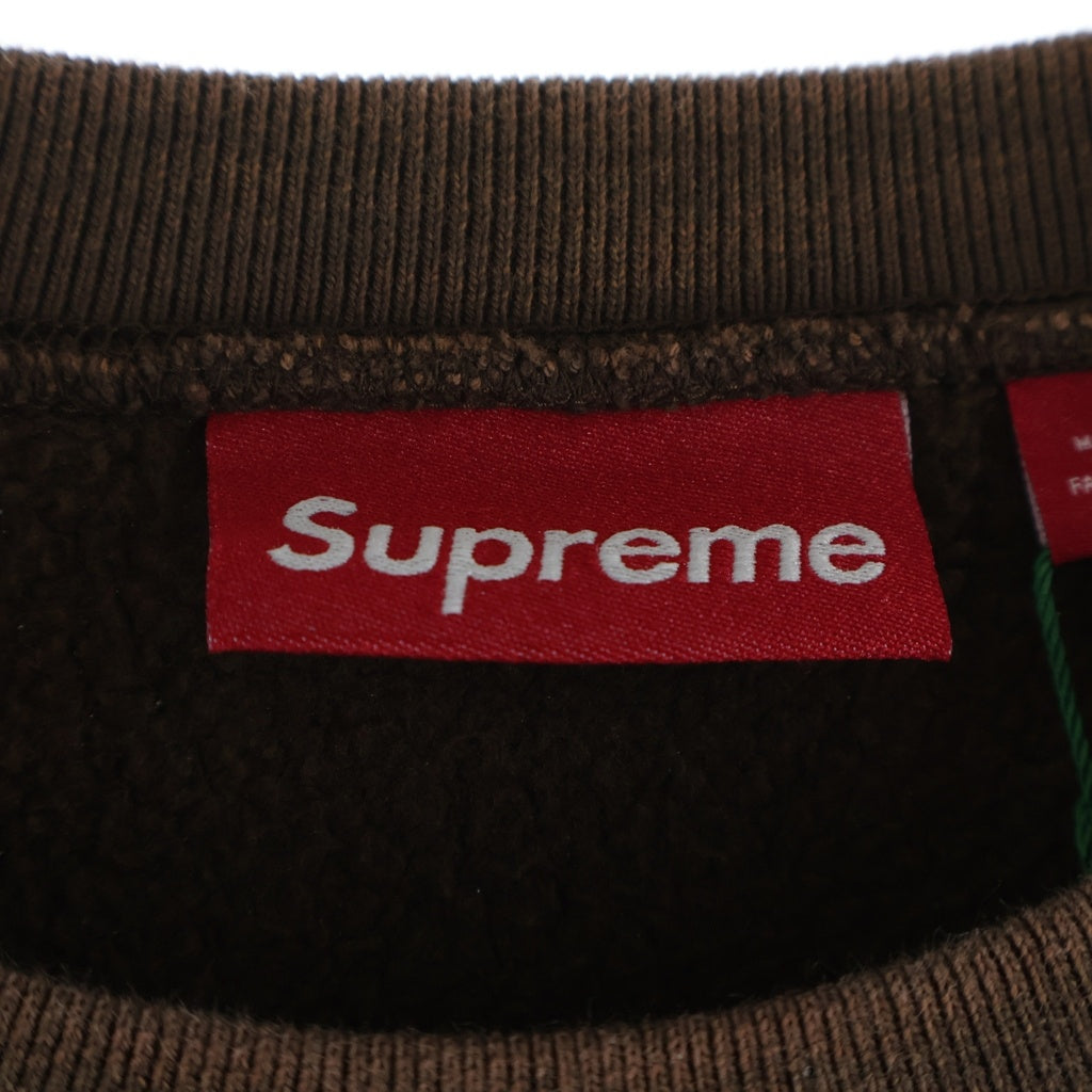 SUPREME(シュプリーム) 25SS Washed Box Logo Crewneck ウォッシュド加工 ボックスロゴ クルーネックスウェットトレーナー ブラウン