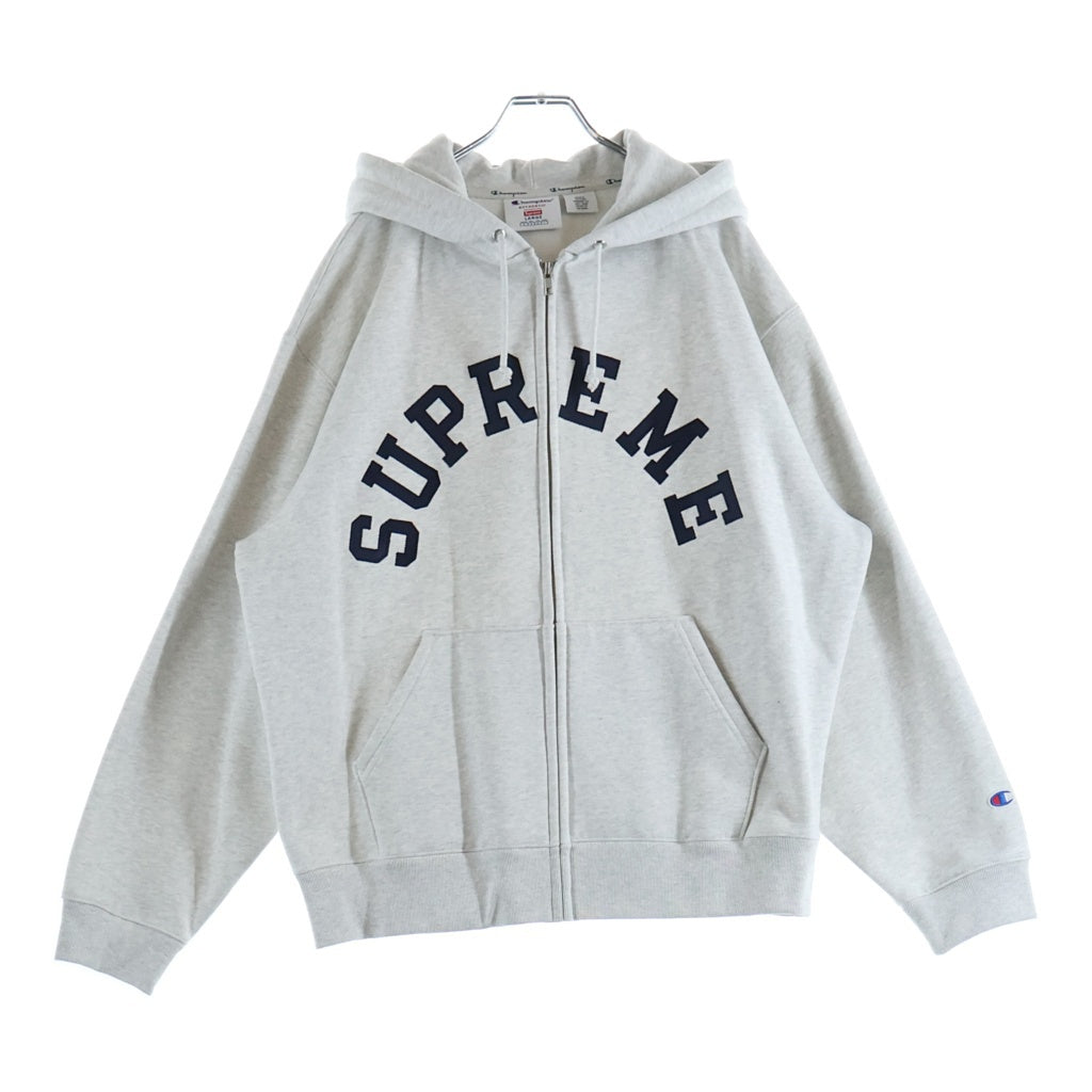 SUPREME(シュプリーム) 24SS ×Champion Zip Up Hooded Sweatshirt チャンピオン アーチロゴ ジップアップ スウェット パーカー グレー