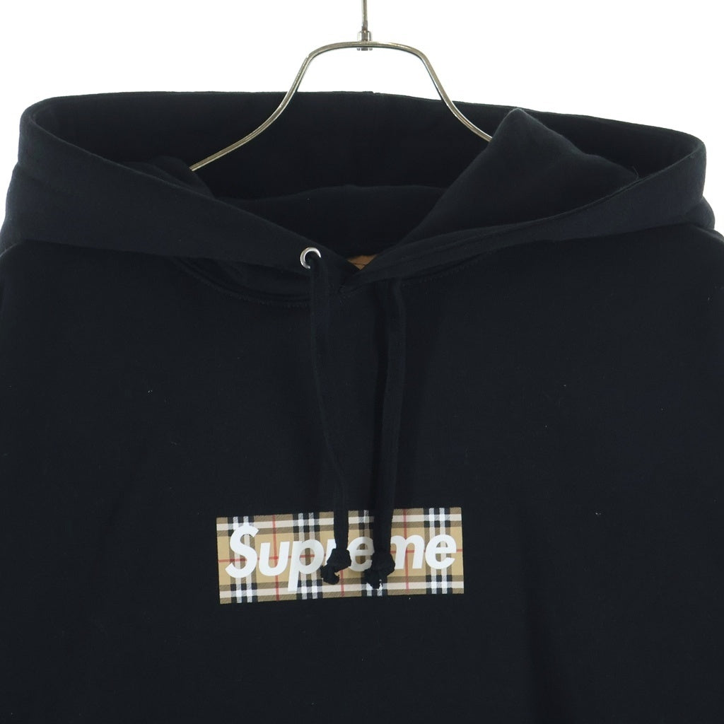 SUPREME(シュプリーム) 22SS ×BURBERRY Box Logo Hooded Sweatshirt バーバリー ボックスロゴ スウェットプルオーバーパーカー ブラック