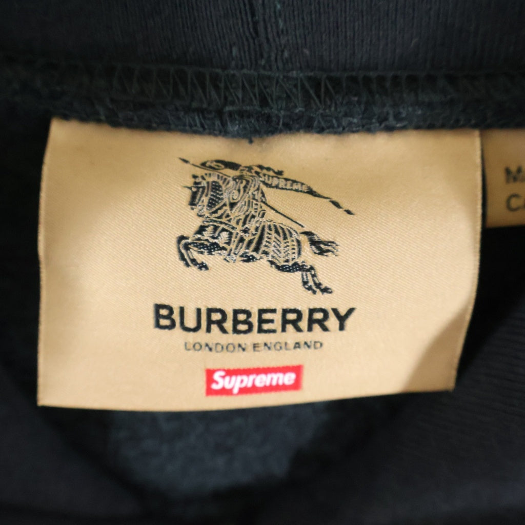 SUPREME(シュプリーム) 22SS ×BURBERRY Box Logo Hooded Sweatshirt バーバリー ボックスロゴ スウェットプルオーバーパーカー ブラック
