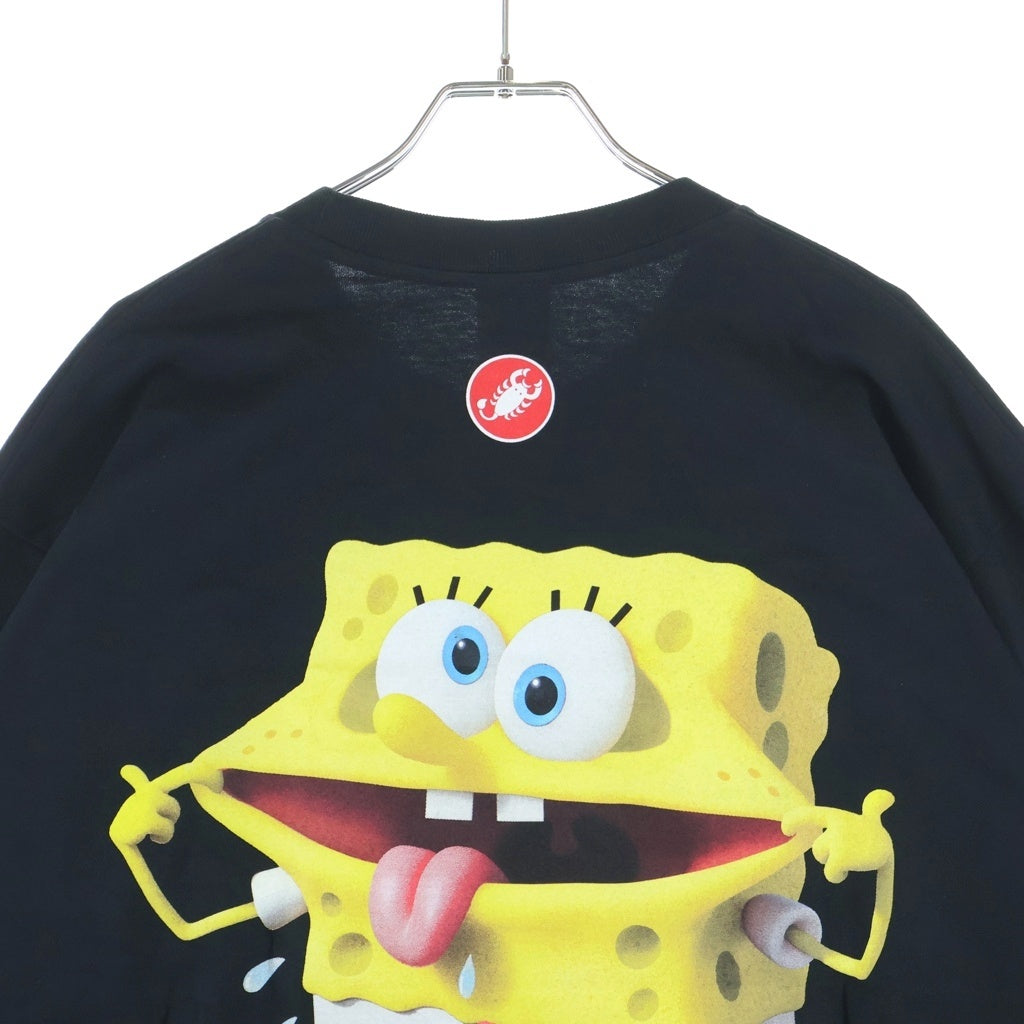 SUPREME(シュプリーム) 25SS ×SpongeBob Castelli Racing L/S Tee スポンジボブ カステリ レーシング ロゴプリント クルーネック 長袖Tシャツ カットソー ブラック