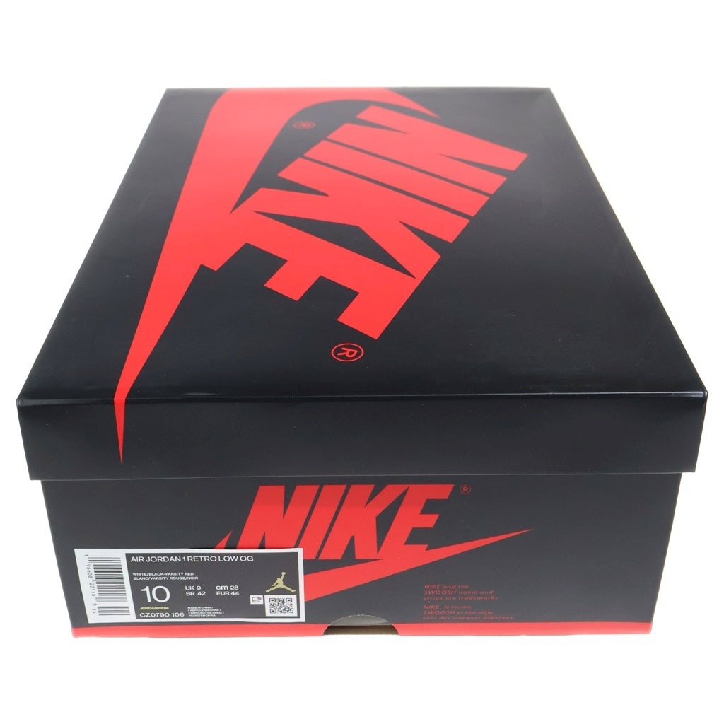 NIKE(ナイキ) AIR JORDAN 1 RETRO LOW OG BLACK TOE CZ0790-106 エアジョーダン1 ブラックトゥ ローカットスニーカー ホワイト/ブラック/レッド US10/28cm