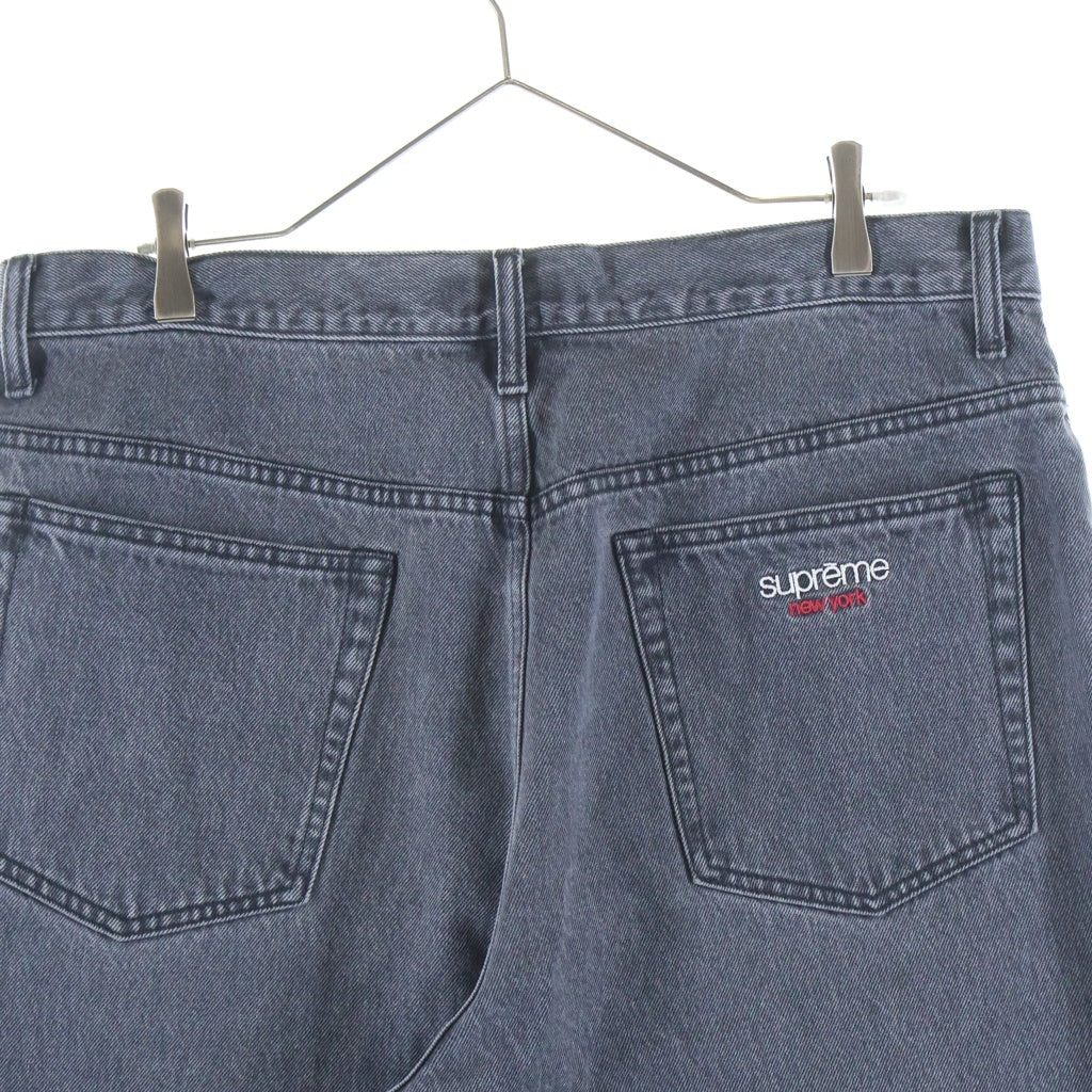 SUPREME(シュプリーム) 23SS Baggy Jean Washed Black クラシックロゴ刺繍 ウォッシュド バギー ワイドデニムパンツ ブラック