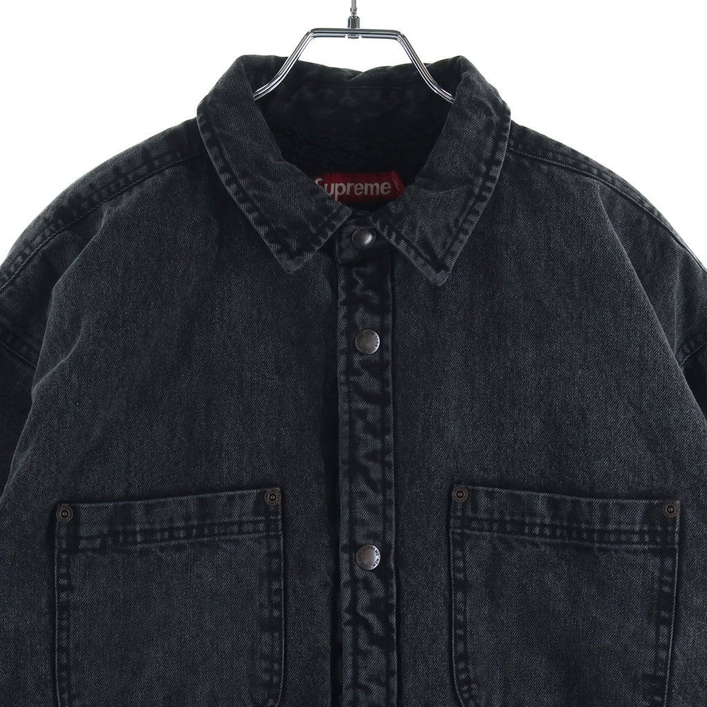 SUPREME(シュプリーム) 24AW Faux Shearling Lined Work Shirt 裏地シアリング デニムジャケット ブラック