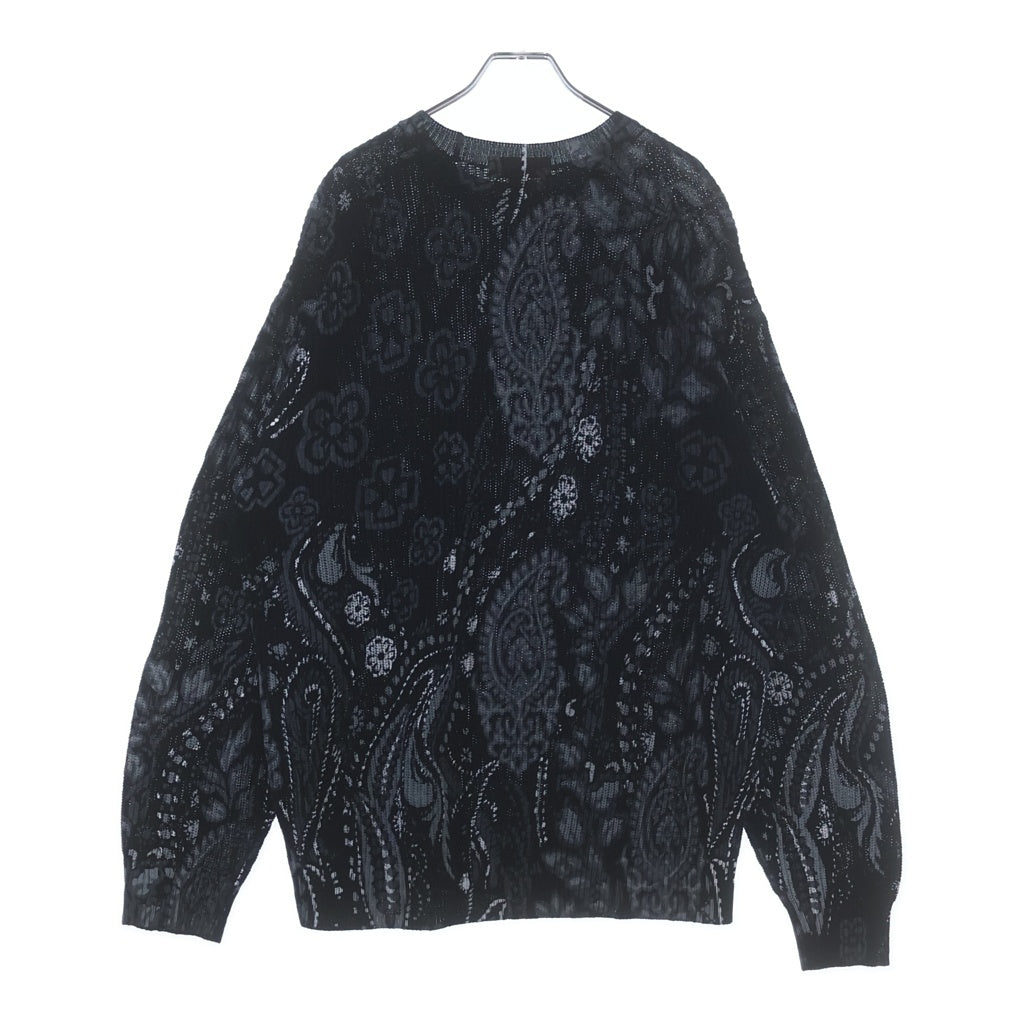 SUPREME(シュプリーム) 24SS Printed Paisley Sweater ペイズリープリント 総柄 ロゴ刺繍 コットン ニット セーター ブラック